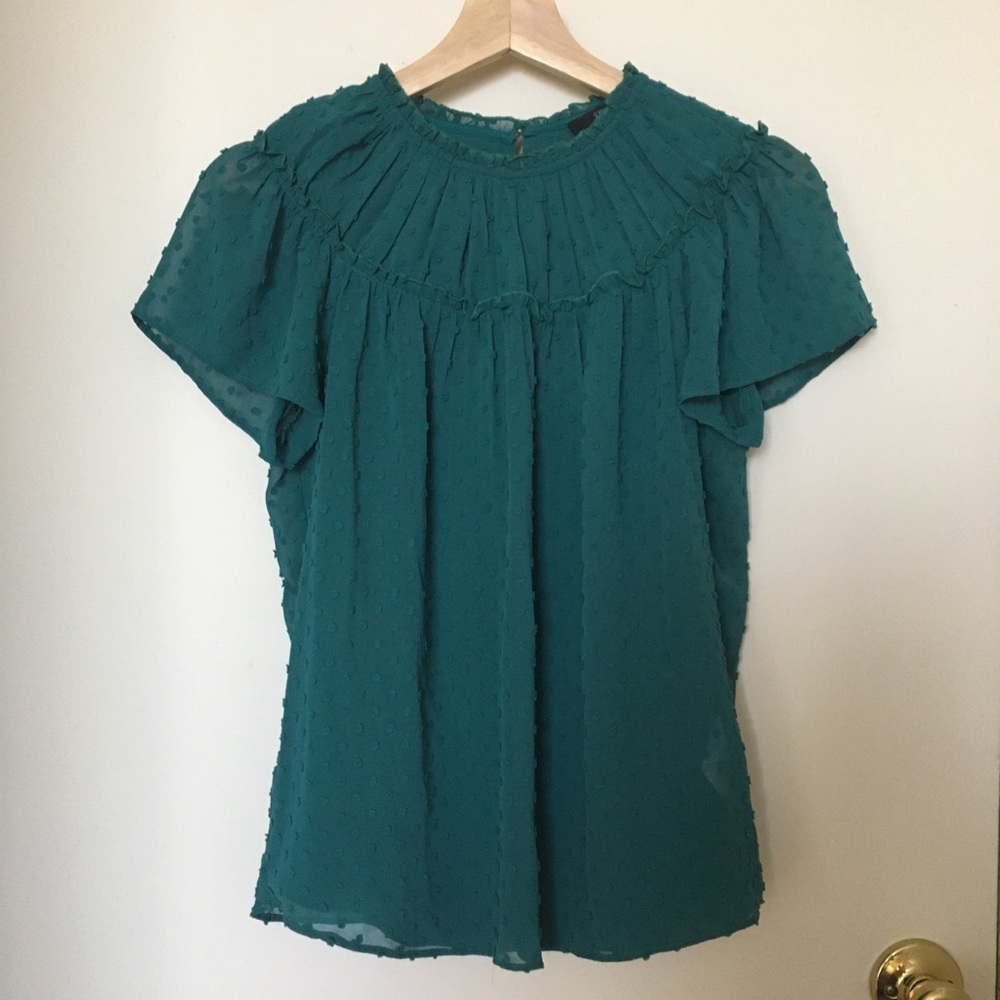 NWOT J.Crew Gathered Bib Top in Drapey Swiss Dot